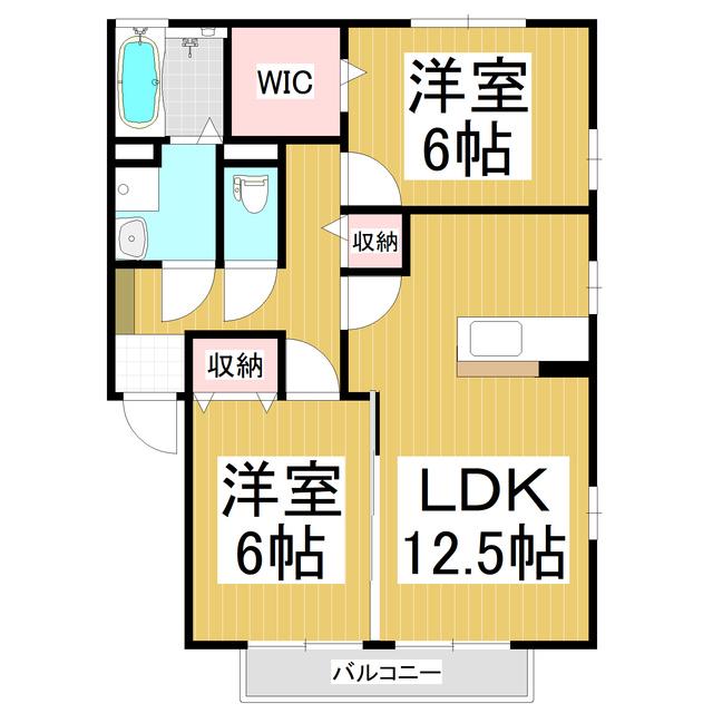 カーサ・ミーテ(2LDK/2階)の間取り写真