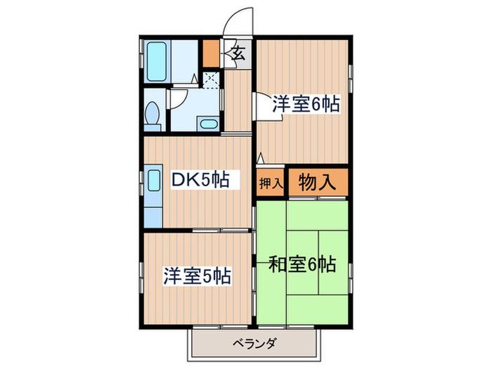 ガーデニアC(3DK/2階)の間取り写真
