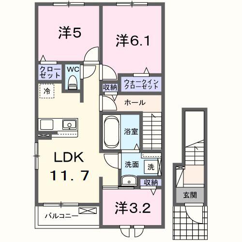 グラン・シャリオ(3LDK/2階)の間取り写真
