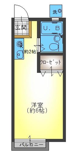 イーグルハイツ(1K/2階)の間取り写真
