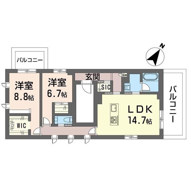 ロワテル(2LDK/3階)の間取り写真