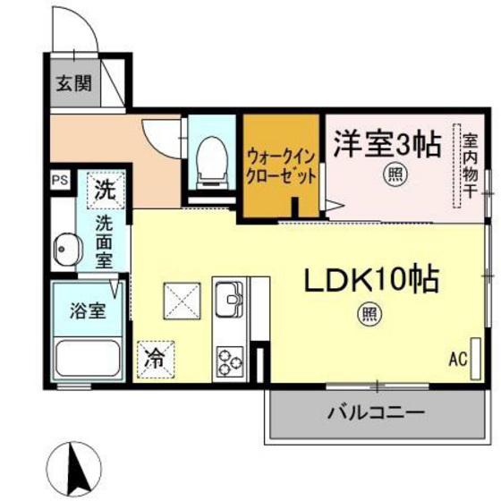 エマーブル・MS(1LDK/1階)の間取り写真