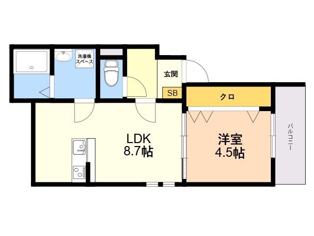 SNK諸岡(1LDK/2階)の間取り写真