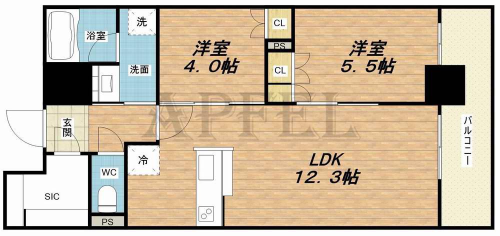 RJR堺筋本町タワー(2LDK/5階)の間取り写真