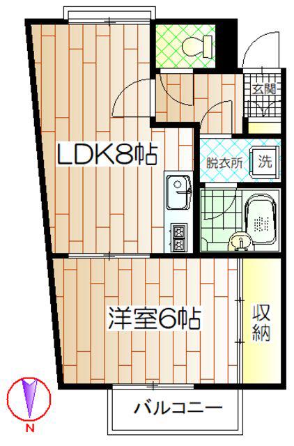 ウェルネスコート(1LDK/2階)の間取り写真
