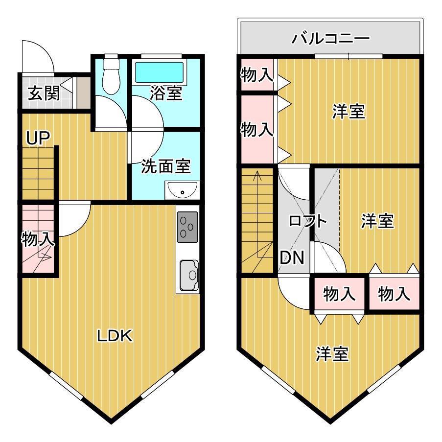 メゾネットリライフ北安東(3LDK/1階)の間取り写真
