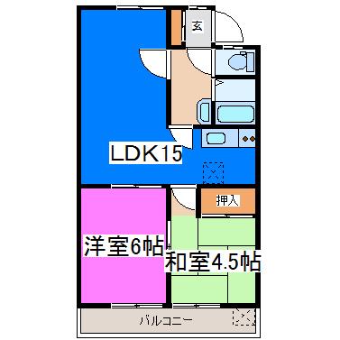 石原第一コーポ(2LDK/2階)の間取り写真