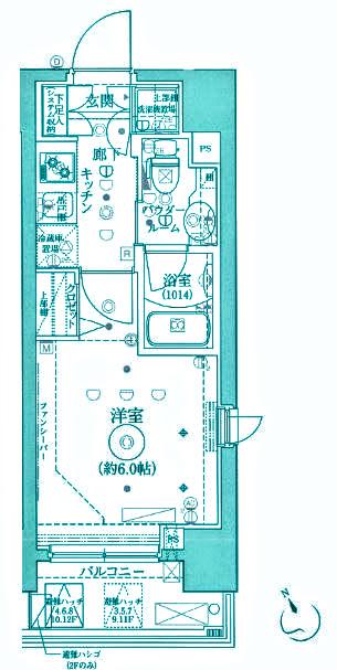 クレイシア品川戸越銀座(1K/10階)の間取り写真