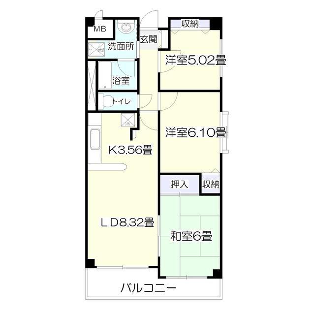 エルコート・二の森(3LDK/4階)の間取り写真