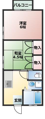 さつま町轟町 2K(2K/1階)の間取り写真