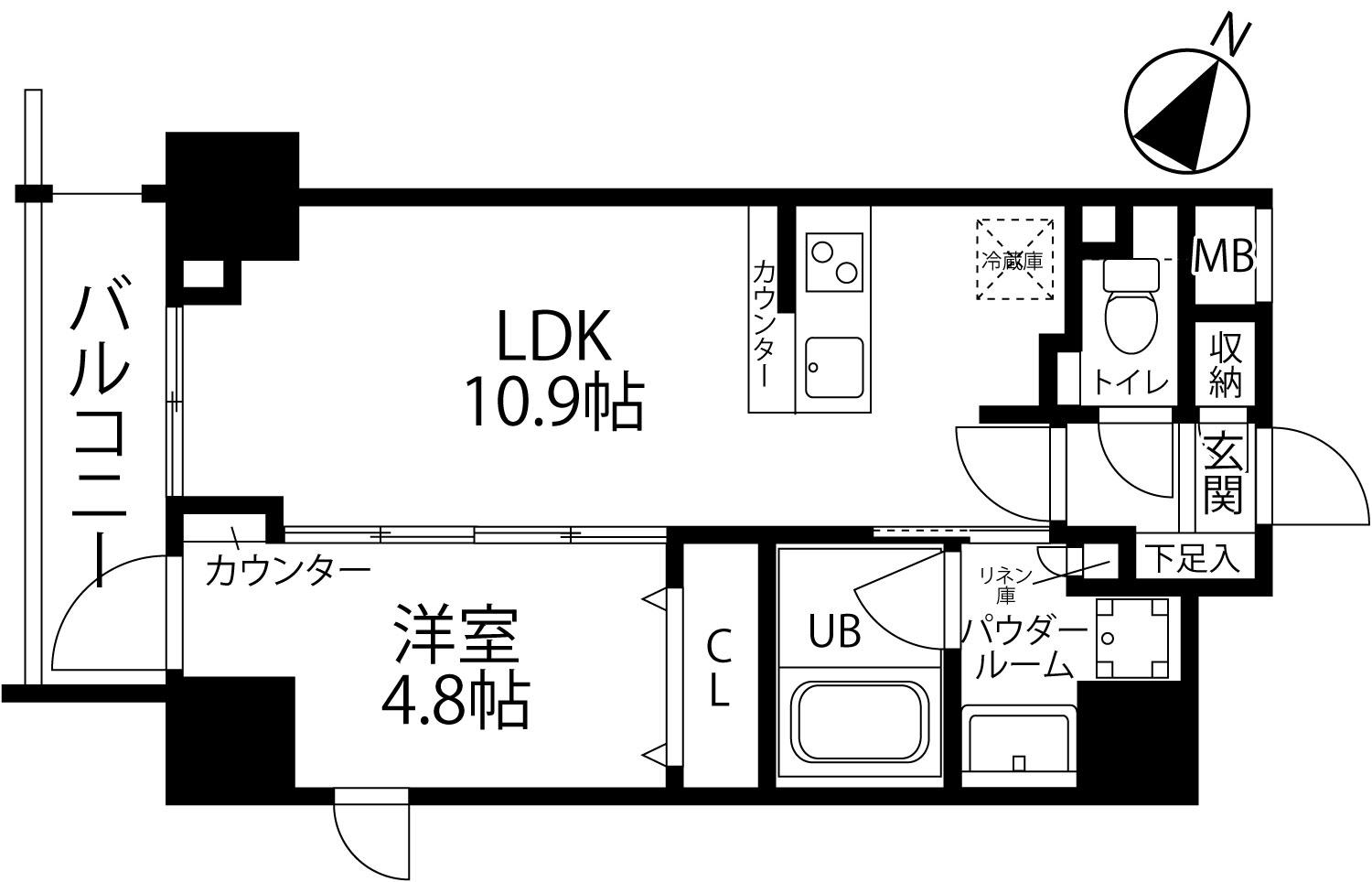 FRAMES AKASAKA(1LDK/8階)の間取り写真