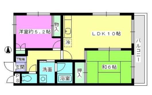 サンパレス新川崎(2LDK/2階)の間取り写真