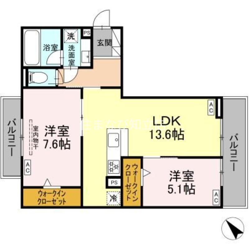 D-AVANCE今本町B(2LDK/2階)の間取り写真