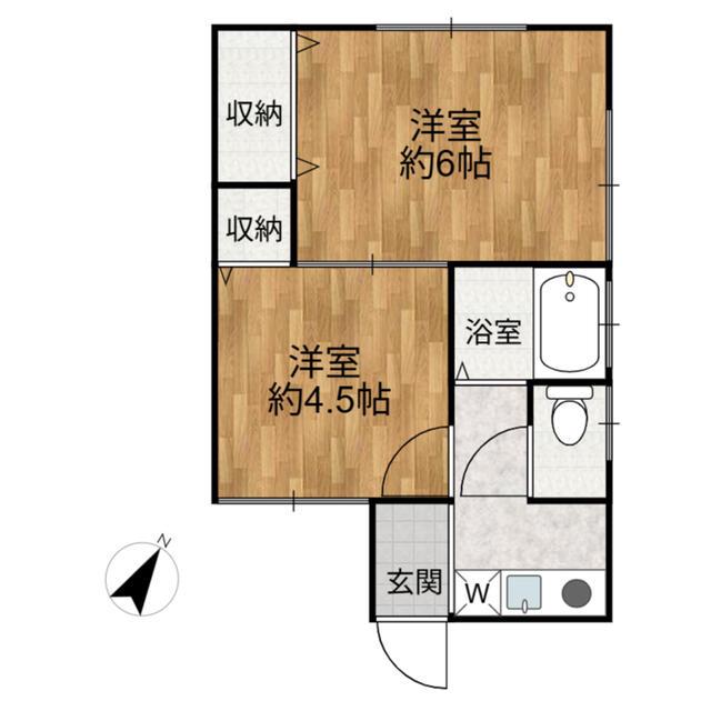 恵山荘 ペットOK(2K/2階)の間取り写真