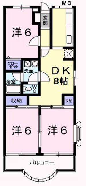 ベルクハウス(3DK/2階)の間取り写真