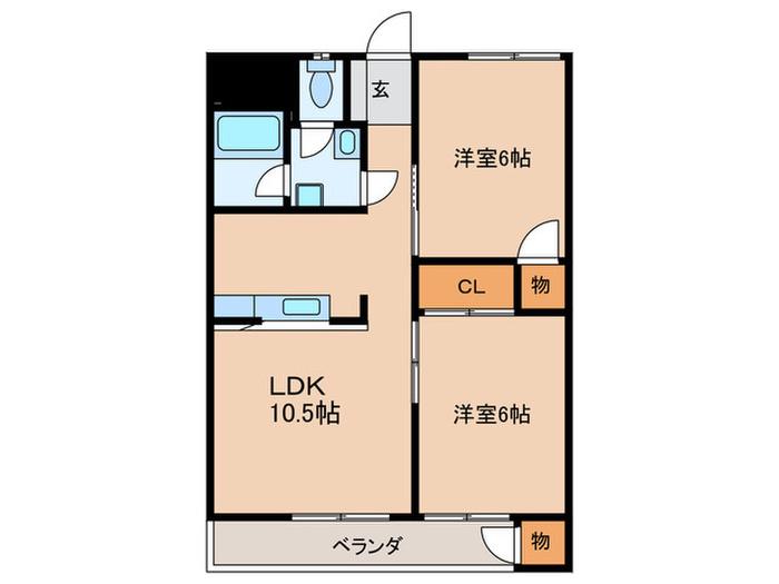 AGビル小田部(2LDK/6階)の間取り写真