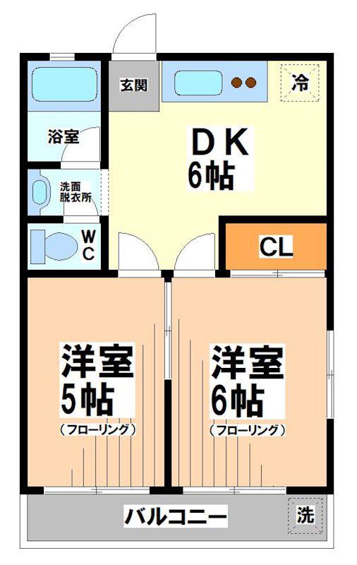 こだまマンション(2DK/2階)の間取り写真