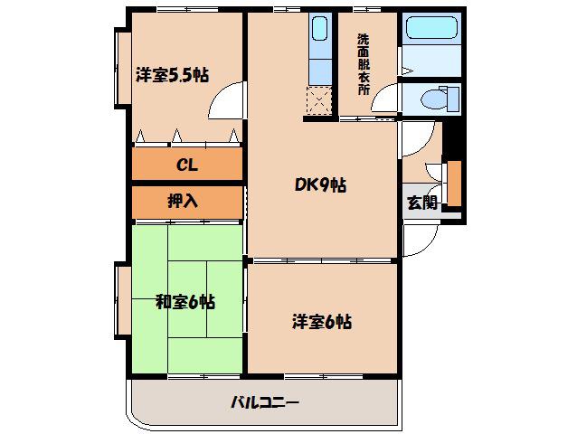 シャンボールマンションB棟(3DK/2階)の間取り写真