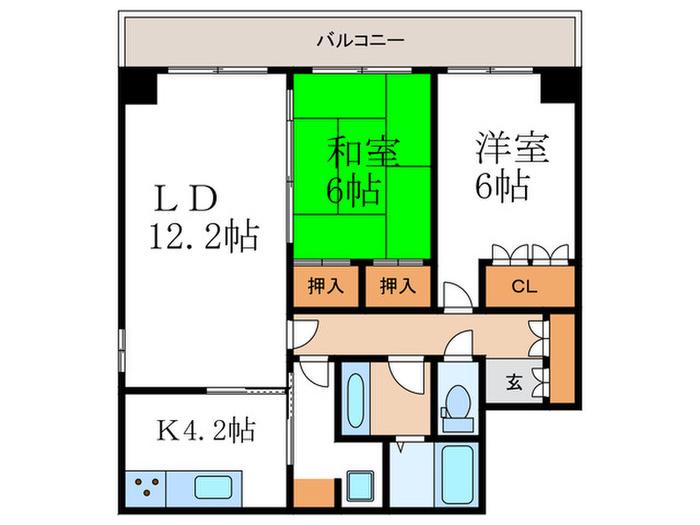 リッツ岡崎(2LDK/1階)の間取り写真