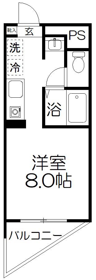 ミューズ宮前(ワンルーム/1階)の間取り写真