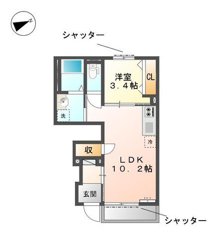 アイトピア(1LDK/1階)の間取り写真