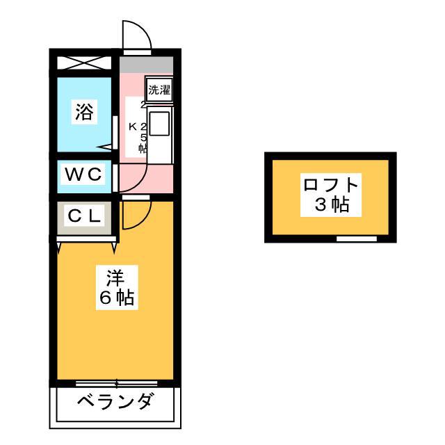 フォルジュロン(1K/2階)の間取り写真