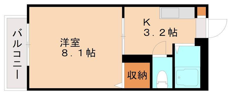 ルミエールI(1K/2階)の間取り写真