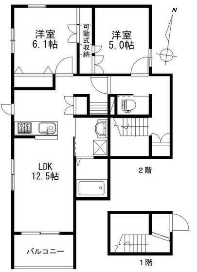 ESOLA(2LDK/2階)の間取り写真