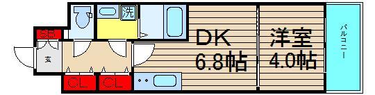 レオンコンフォート難波南(1DK/15階)の間取り写真