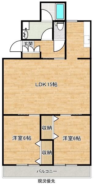 ファインハイツ(2LDK/4階)の間取り写真