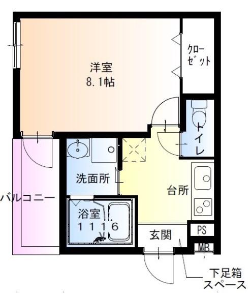 フジパレス神戸本町ウエスト(1K/1階)の間取り写真