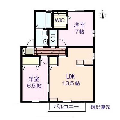 ウィルモア神明(2LDK/1階)の間取り写真
