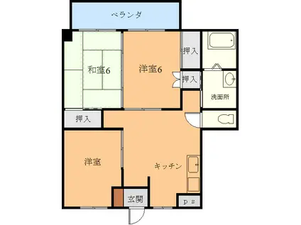 タケヤマンション(3DK/1階)の間取り写真