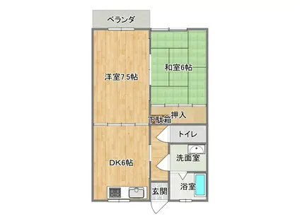ステージ東根(2DK/1階)の間取り写真