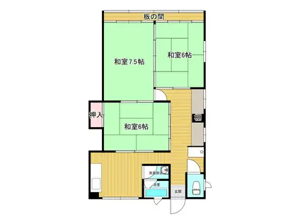 岡田ビル(3K/3階)の間取り写真