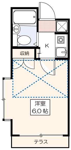 パールハイツ(1K/1階)の間取り写真
