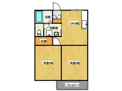 藤田コーポ II(2DK/2階)の間取り写真