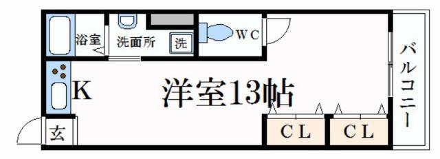 FELICE手柄(ワンルーム/3階)の間取り写真