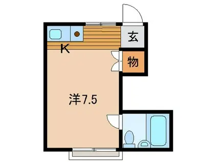 ブルースカイ(ワンルーム/2階)の間取り写真