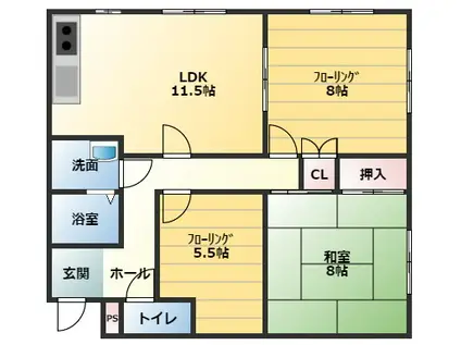ブライトヒルズ元町(3LDK/4階)の間取り写真