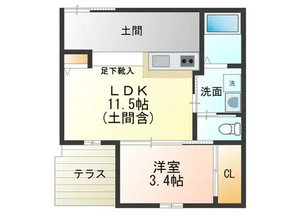EASE.MINATO イースト・イーズミナト(1LDK/1階)の間取り写真