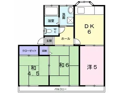 メゾンソレイユ(3DK/2階)の間取り写真