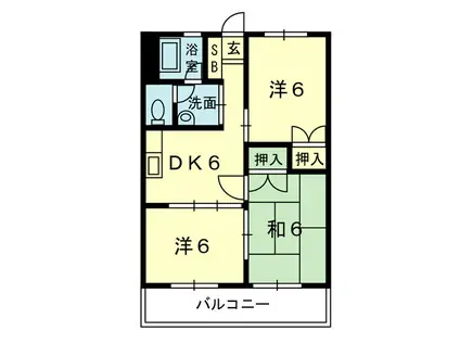 錦ヶ丘ハイツA棟(3DK/4階)の間取り写真
