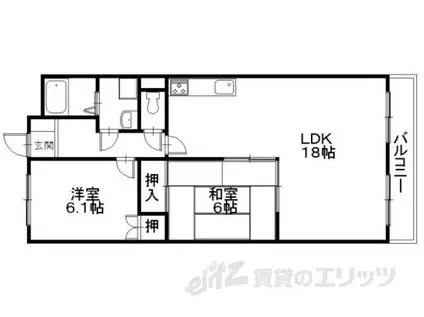 ラフェスタ彦根Ⅱ(2LDK/2階)の間取り写真