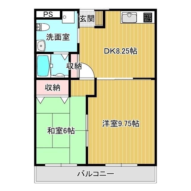 ボヌール ボワ(2DK/1階)の間取り写真