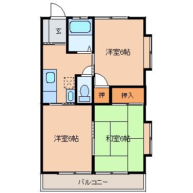 シャレル富塚3K(3K/2階)の間取り写真