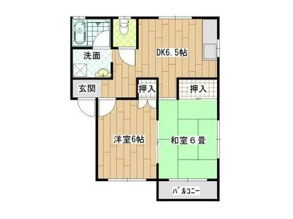 クイーンズ ヴィラ(2DK/2階)の間取り写真