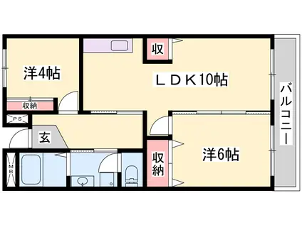 ドミール101(2LDK/3階)の間取り写真