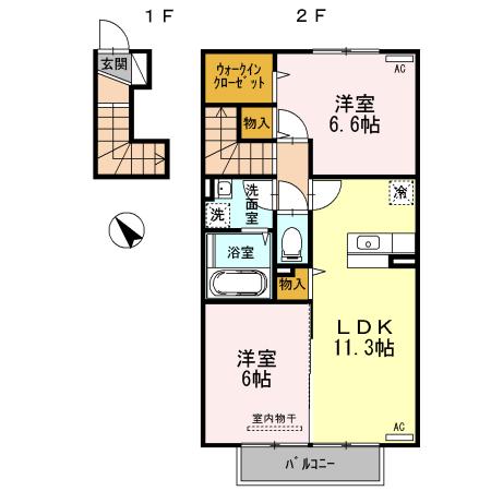 D-ROOM加納(2LDK/2階)の間取り写真