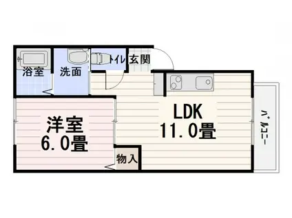 田熊ハイツ(1LDK/2階)の間取り写真